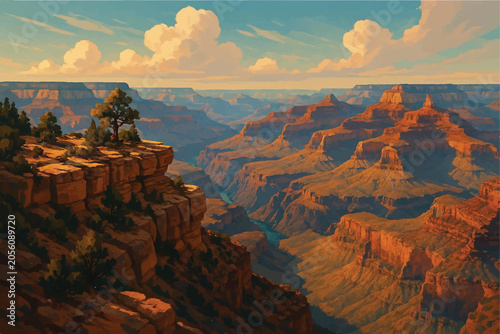 Foto Grand Canyon Arizona landscape digital art style, premium illustration