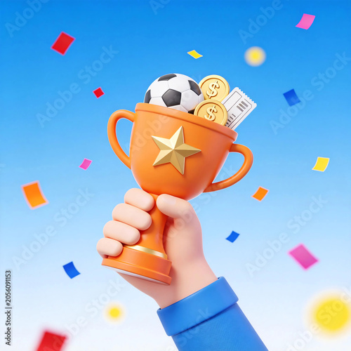Football Trophy 3D Cartoon Business Illustration