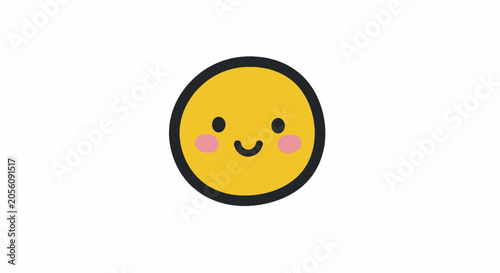 Slika na platnu Simple happy face emoticon with rosy cheeks