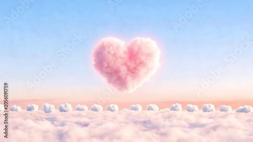 A Pink Heart-Shaped Cloud Illustration