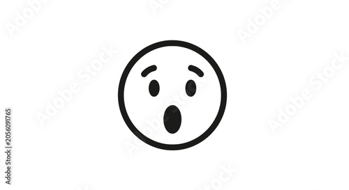 Fotografija Surprised face emoji icon with open mouth
