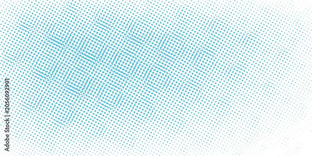 Fototapeta premium Turquoise Halftone Dotted Abstract Background With Geometric Square Pattern And Retro Texture
