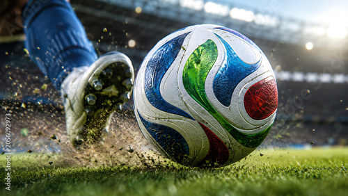 Soccer ball world cup 2026 fifa kicked close-up.