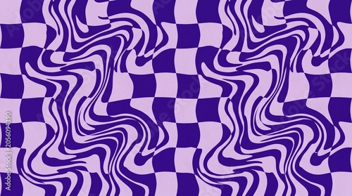 Trendy Y2K Lavender and Purple Wavy Checkerboard