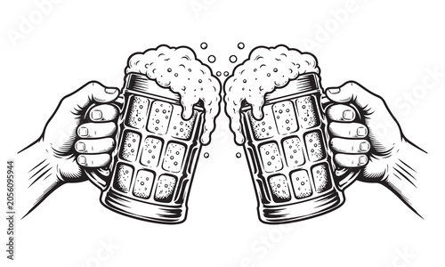 Cheers with two beer mugs
