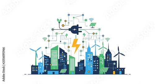 Sustainable city with renewable energy sources