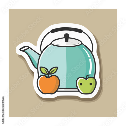 Flat design trash bin with fruit icons