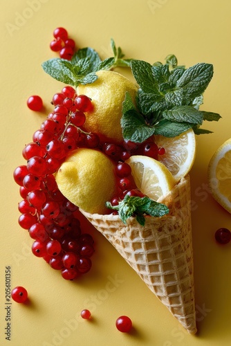 Refreshing Citrus Ice Cream Cone
