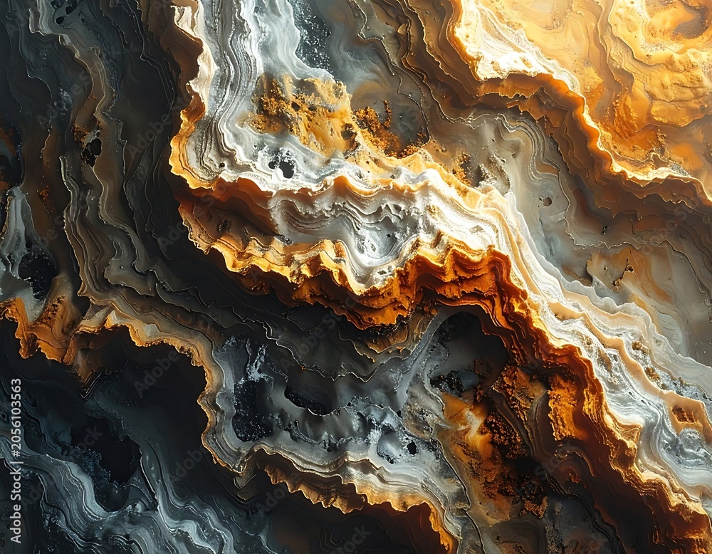 Obraz premium A detailed view of a colorful, layered rock formation