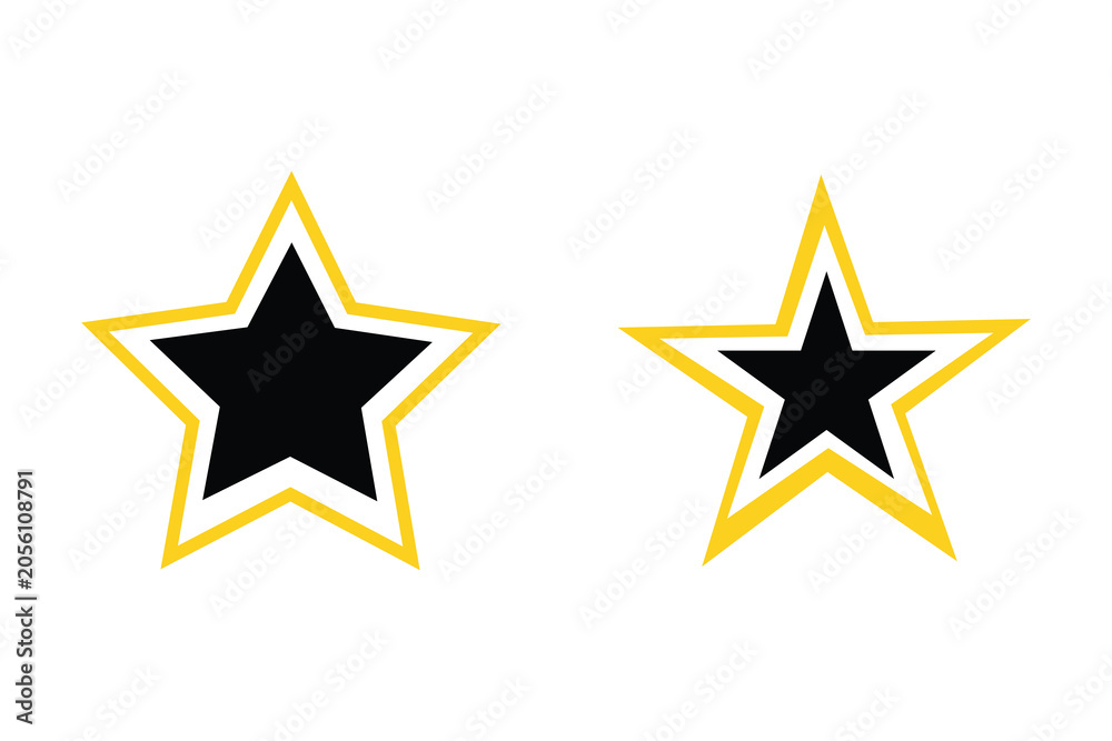 Fototapeta premium Shining black star icon in yellow star for brand recognition and customer loyalty programs, achievement