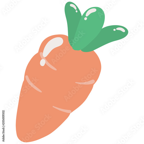 Carrot vegetables set orange root green leaf glossy simple food icon cutout clean illustration for healthy ingredient market design on transparent background