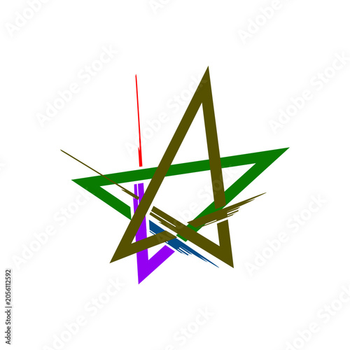 Star icon. Grunge brush stroke design. Vector illustration.