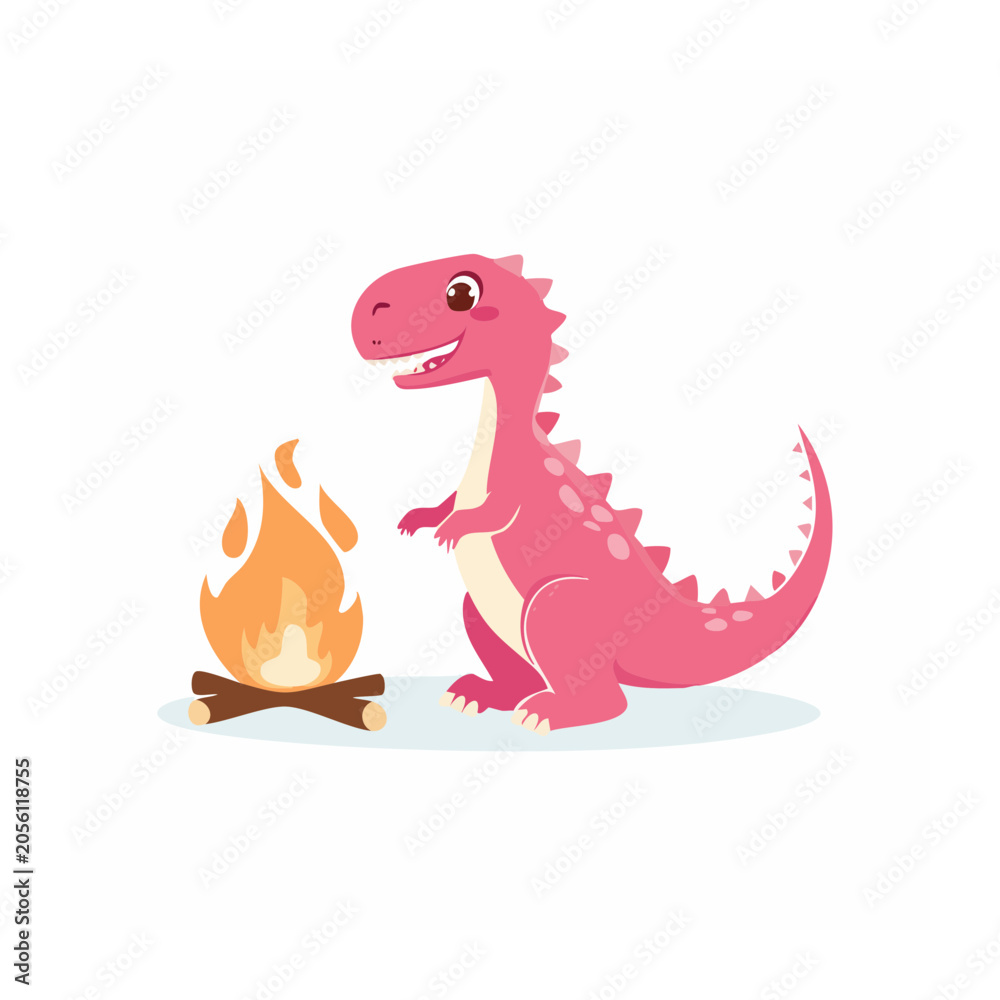 Fototapeta premium Pink flamingo with flame tail vector