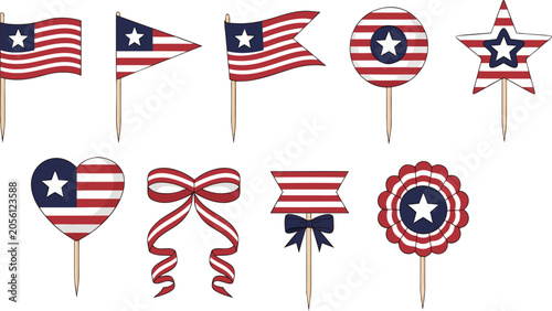 Quadro su tela American flag party picks set