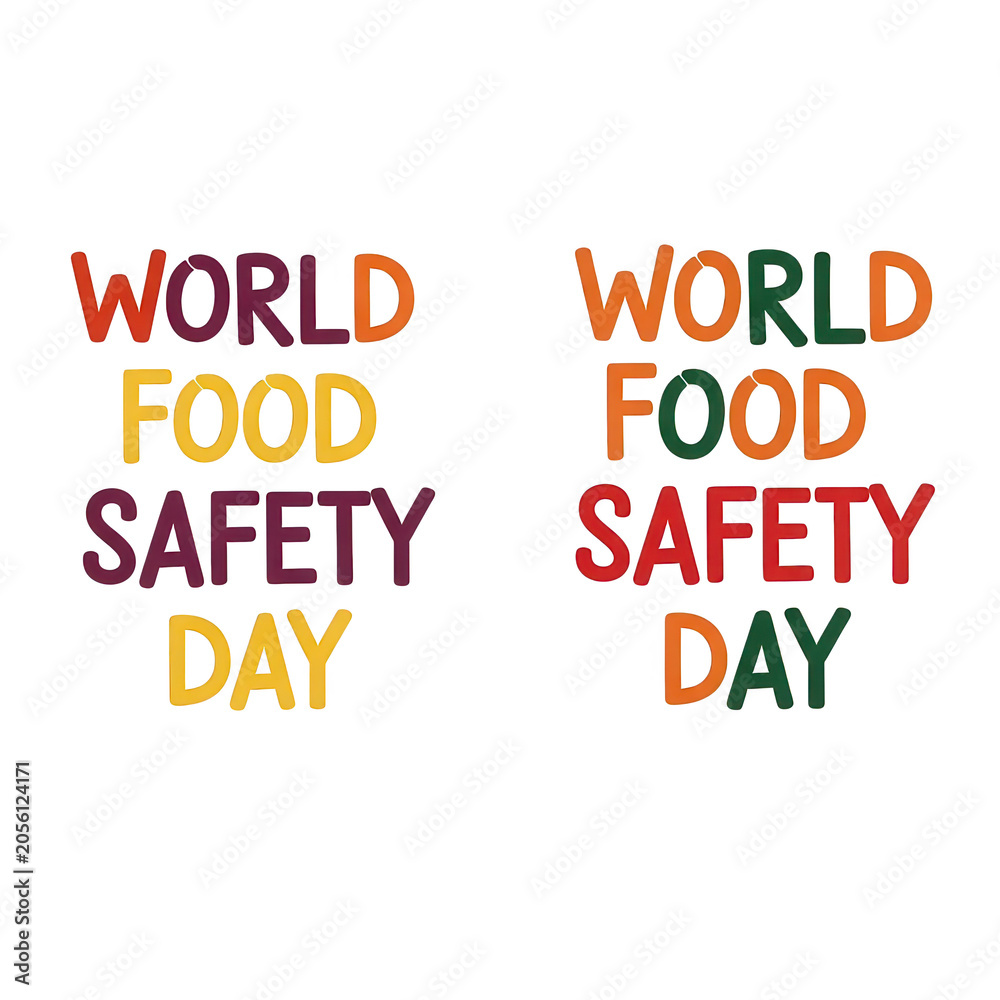 Obraz premium World Food Safety Day transparent background colorful text