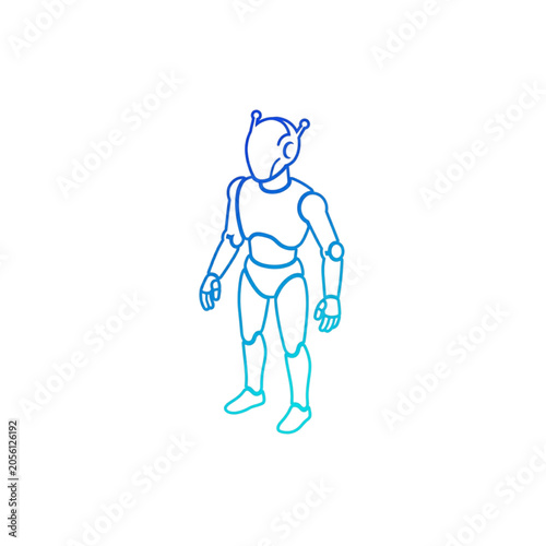 Robotics industry isometric line art humanoid robot vector icon for artificial intelligence automation