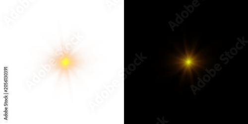 Red radiant sun flare with glowing star rays and luminous light burst on split background. Dramatic celestial light effect with powerful energy.