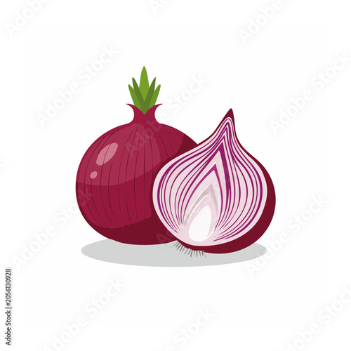 Red onion with sprout isolated on white