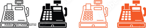 Konstfotografi Set of four different cash register vector line icons