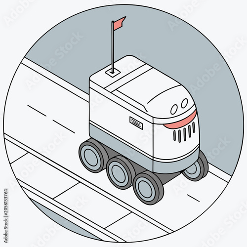 Принти на полотні Illustration of a small vehicle with a flag trade show transport illustration de