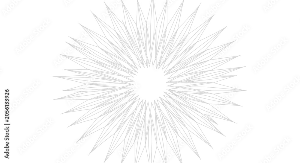 Obraz premium Abstract geometric starburst pattern, radial symmetry, delicate line art, minimalist design