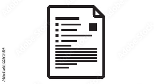 Document Icon With Folded Corner And Text Lines