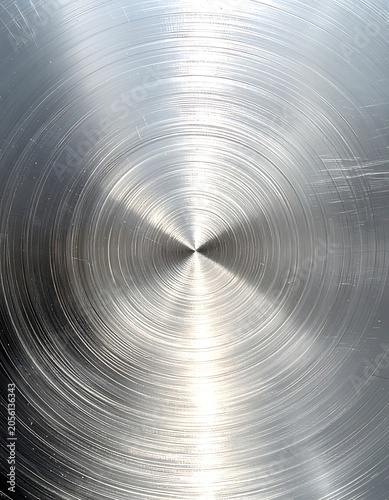 A metallic surface with concentric circular scratches
