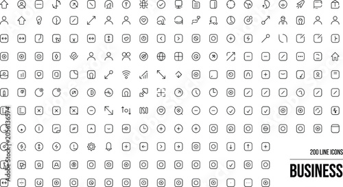 Obraz na plátně Business and interface thin line icons mega set containing minimal corporate com