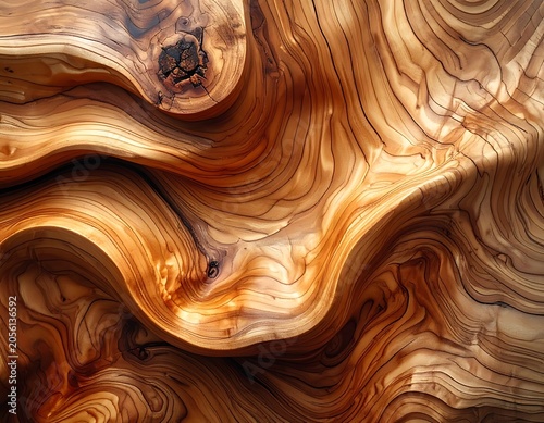 A polished wooden surface with intricate swirling patterns (1)