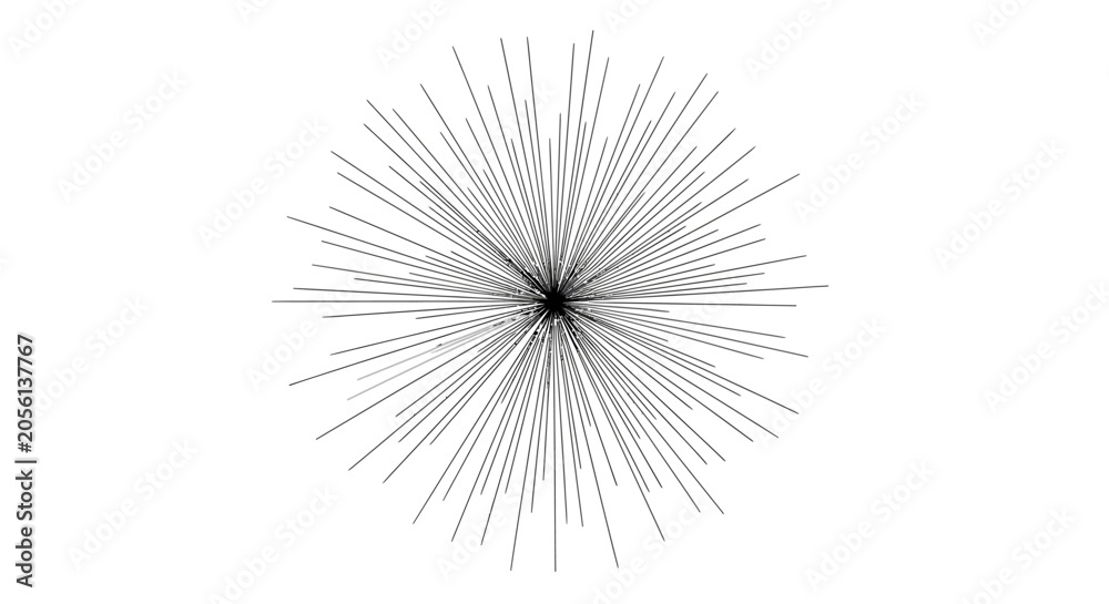 Obraz premium Abstract radial burst of dashed lines on white background