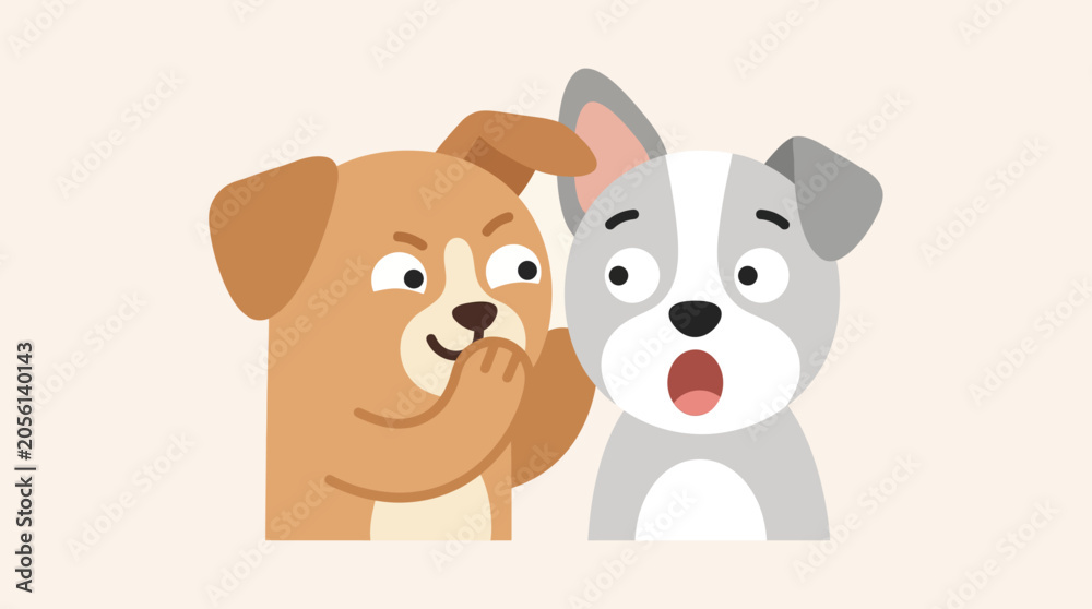 Obraz premium Two dogs share a secret outdoors