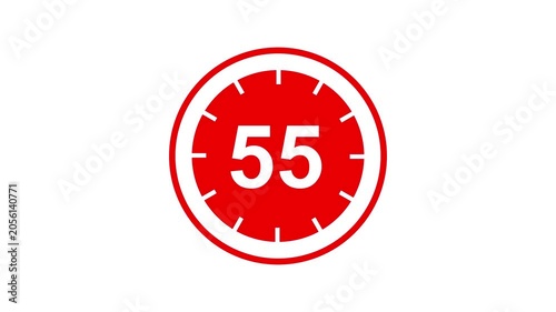 Countdown timer, circle countdown animation for special deal Promotions. Circle countdown timer 60 seconds animation from 60 to 0 seconds, 60 Seconds countdown timer in clock icon. 4k animation