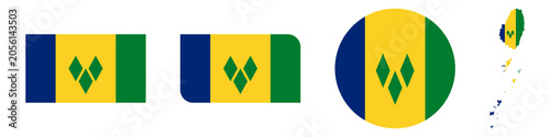 Foto saint vincent and the grenadines circular flag, saint vincent and the grenadines