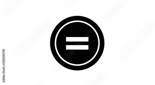 Konstfotografi Equals sign icon inside a circle represents mathematical equality, balance, or neutrality in a modern graphic design format suitable for digital interfaces and educational content presentations