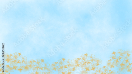 紫陽花（あじさい）の背景、手書きイラスト。