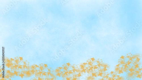 紫陽花（あじさい）の背景、手書きイラスト。
