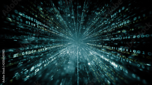 Digital Data Tunnel Cyberspace Vortex Infinite Screens Futuristic AI Blue Cinematic Immersive Abstract