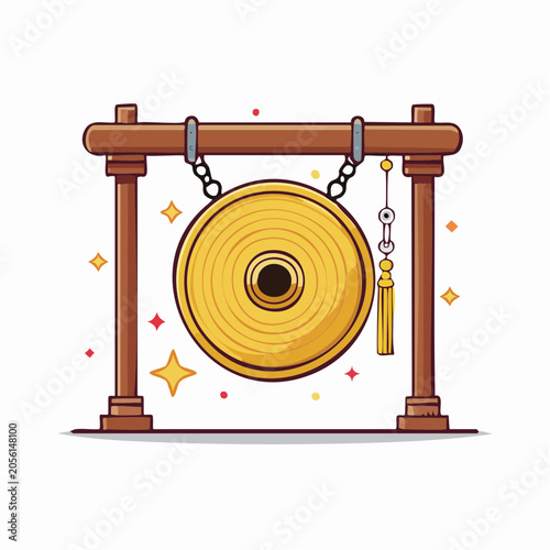 Cartoon Gong on Wooden Stand with Tassel