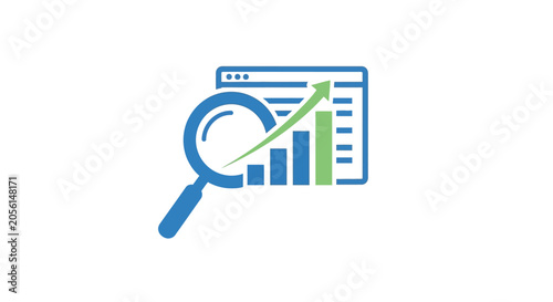 Photos Magnifying glass on business graph chart.