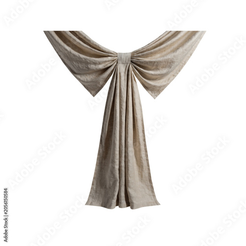 Elegant beige fabric swag drape with decorative texture as PNG element