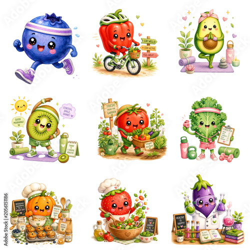 set of Cartoon fruits and vegetables