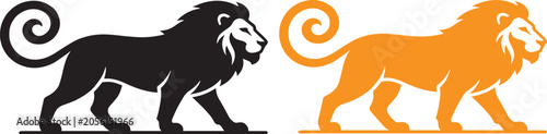 Fotografie Black and Yellow Lion Logo Vector Illustration
