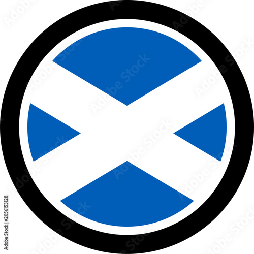 Scotland Round Flag Icon with Black Border