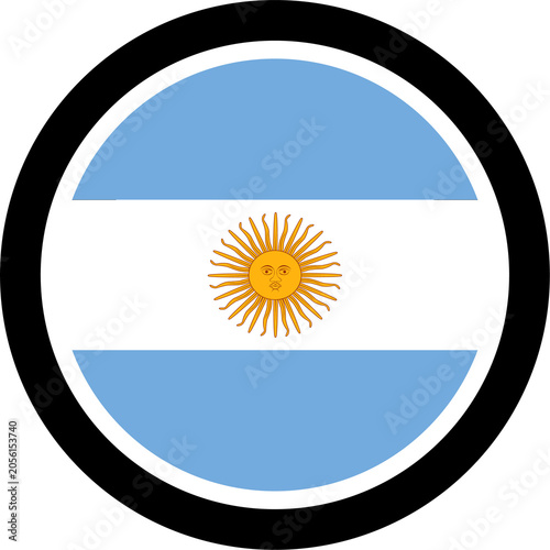 Argentina Round Flag Icon with Black Border