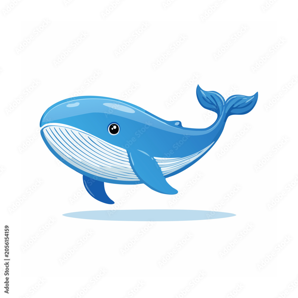 Obraz premium Blue whale vector illustration isolated