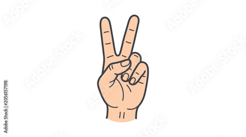 Foto Peace sign hand gesture, victory symbol, human hand showing two fingers up, isol