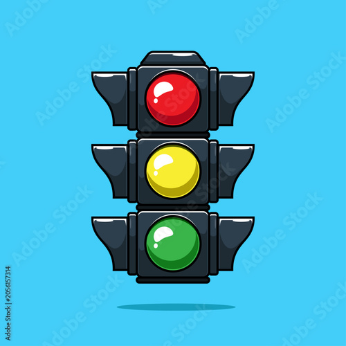 Great cartoon graphic of traffic light signal clipart illustration vector isolated on background. highway. road