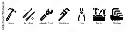 Schilderij op canvas Tool Repair web banner icon vector illustration with Hammer, Screw Driver, Adjus