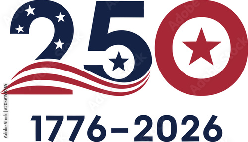 Quadro su tela United states 250th anniversary logo stars stripes and commemorative design