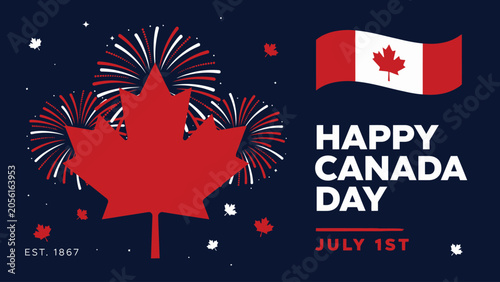Foto Celebrating canada day with vibrant fireworks and the national flag display